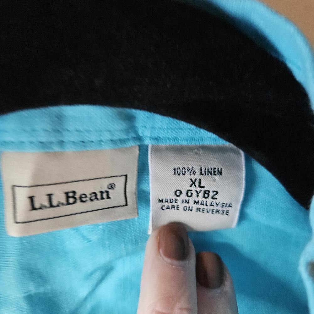 LLBean linen rolled tab sleeves shirt